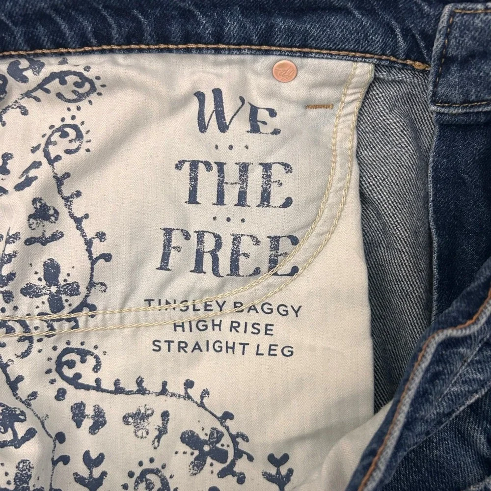 We The Free People Jeans‎ Womens 32 Blue Denim Tinsley Baggy High Rise